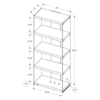 60" Glossy White Particle Board and Clear Tempered Glass Bookcase