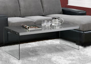 16.25" Glossy Grey Particle Board and Tempered Glass Coffee Table