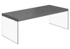 16.25" Glossy Grey Particle Board and Tempered Glass Coffee Table