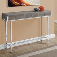 31.75" Dark Taupe Particle Board and Chrome Metal Accent Table