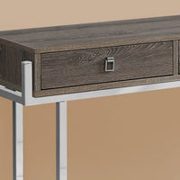 31.75" Dark Taupe Particle Board and Chrome Metal Accent Table