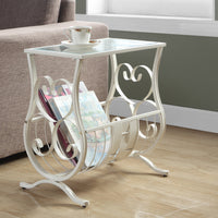 21.75" Metal and Clear Tempered Glass Accent Table