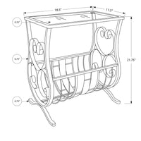 21.75" Satin Black Metal and Clear Tempered Glass Accent Table