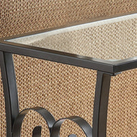 21.75" Satin Black Metal and Clear Tempered Glass Accent Table