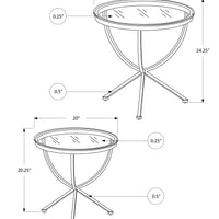 44.5" Silver Metal and Clear Tempered Glass Two Piece Nesting Table Set