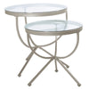 44.5" Silver Metal and Clear Tempered Glass Two Piece Nesting Table Set