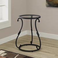 24" Hammered Black Metal and Clear Tempered Glass Accent Table