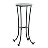 29" Black And Clear Glass Round End Table