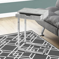 24.5" Grey Cement Particle Board and Chromed Metal Accent Table