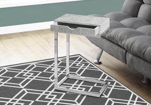 24.5" Grey Cement Particle Board and Chromed Metal Accent Table