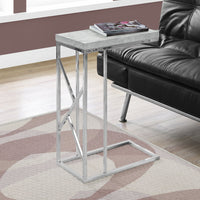 25.25" Grey Cement Particle Board and Chrome Metal Accent Table