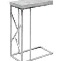 25.25" Grey Cement Particle Board and Chrome Metal Accent Table