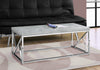 17" Grey Cement Particle Board, Laminate, and Chrome Metal Coffee Table