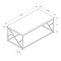 17" Grey Cement Particle Board, Laminate, and Chrome Metal Coffee Table