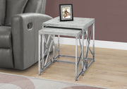 40.5" Grey Cement Particle Board and Chrome Metal Two Pieces Nesting Table Set