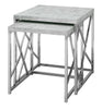 40.5" Grey Cement Particle Board and Chrome Metal Two Pieces Nesting Table Set