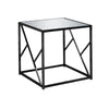 21.75" Black Particle Board and Nickel Metal End Table with a Mirror Top