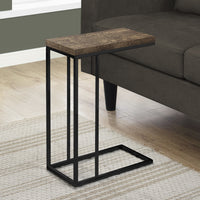 25.25" Brown Particle Board and Black Metal Accent Table