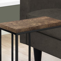 25.25" Brown Particle Board and Black Metal Accent Table