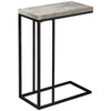 25.25" Grey Particle Board and Black Metal Accent Table