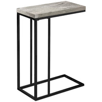 25.25" Grey Particle Board and Black Metal Accent Table