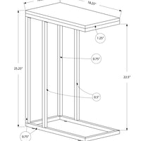 25.25" Grey Particle Board and Black Metal Accent Table