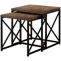 40.5" Particle Board and Black Metal Two Pieces Nesting Table Set