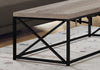 17" Taupe Reclaimed Wood Particle Board and Black Metal Coffee Table