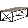 17" Taupe Reclaimed Wood Particle Board and Black Metal Coffee Table