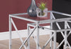 38" Chrome Metal and Tempered Glass Two Pieces Nesting Table Set