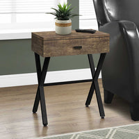 22.25" Brown Reclaimed Wood Particle Board and Black Metal Accent Table