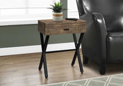 22.25" Brown Reclaimed Wood Particle Board and Black Metal Accent Table