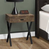 22.25" Brown Reclaimed Wood Particle Board and Black Metal Accent Table