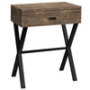 22.25" Brown Reclaimed Wood Particle Board and Black Metal Accent Table