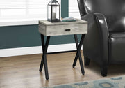22.25" Grey Reclaimed Wood Particle Board and Black Metal Accent Table