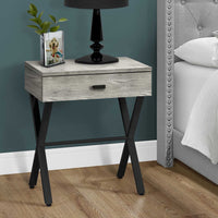 22.25" Grey Reclaimed Wood Particle Board and Black Metal Accent Table