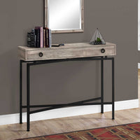 32.5" Taupe Reclaimed Wood Particle Board Accent Table with Black Legs