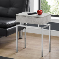 23.25" Grey Cement Particle Board and Chrome Metal Accent Table