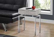 23.25" Grey Cement Particle Board and Chrome Metal Accent Table