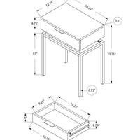 23.25" Grey Cement Particle Board and Chrome Metal Accent Table