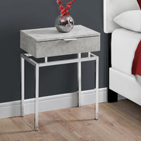 23.25" Grey Cement Particle Board and Chrome Metal Accent Table