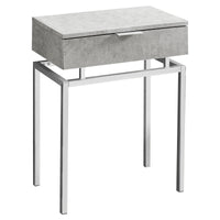 23.25" Grey Cement Particle Board and Chrome Metal Accent Table