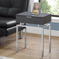 23.25" Grey Particle Board and Chrome Metal Accent Table