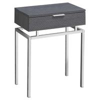 23.25" Grey Particle Board and Chrome Metal Accent Table