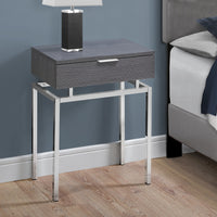 23.25" Grey Particle Board and Chrome Metal Accent Table