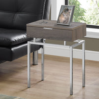 23.25" Dark Taupe Particle Board and Chrome Metal Accent Table