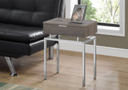 23.25" Dark Taupe Particle Board and Chrome Metal Accent Table