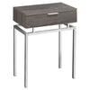 23.25" Dark Taupe Particle Board and Chrome Metal Accent Table