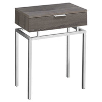 23.25" Dark Taupe Particle Board and Chrome Metal Accent Table