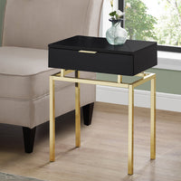 23.25" Cappuccino Particle Board and Chrome Metal Accent Table